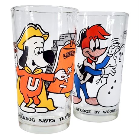 1970s Underdog & Woody Woodpecker Collector Glasses