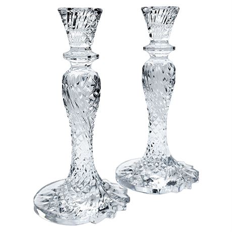 Waterford "Seahorse" Pair of "Sea Jewel" Crystal Candlesticks
