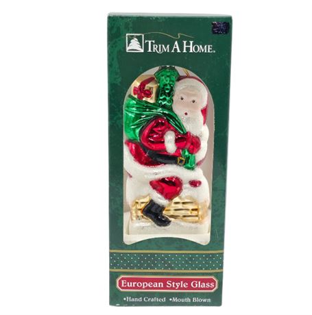 XL 6.5" Glass Santa Ornament