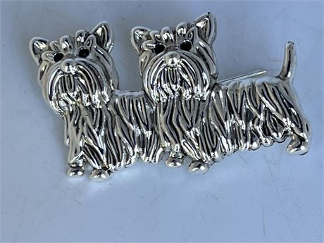 Vintage terrier dogs brooch