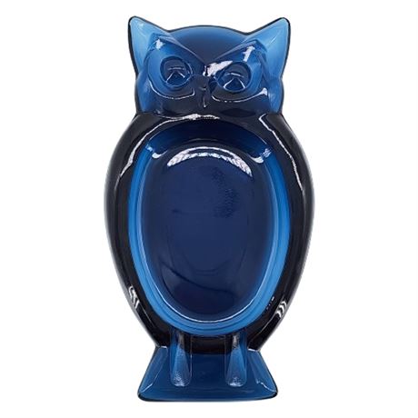 Vintage Viking Glass Cobalt Blue Owl Ashtray/Dish