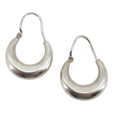 Vintage Sterling Silver Drop Hoop Earrings