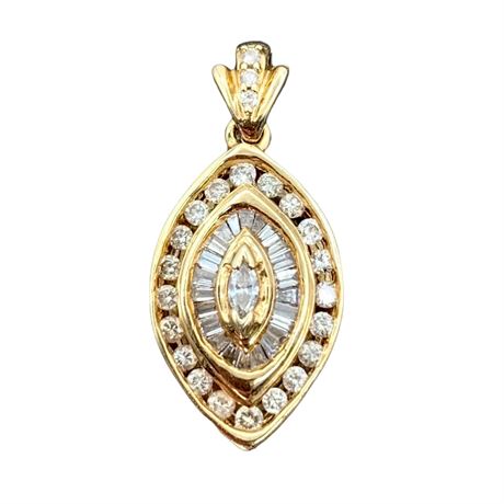 $4000 14k Yellow Gold 1.25 Carat Diamond Necklace Pendant
