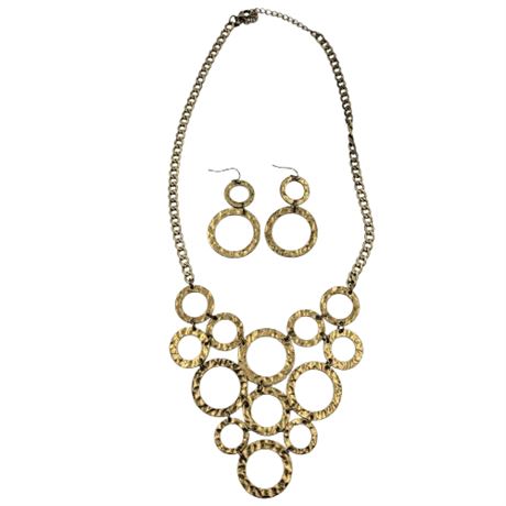 Gold Tone Loop Necklace and Earring Set