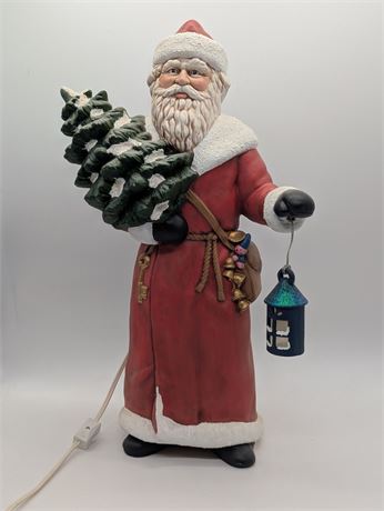 Vintage Ceramic Santa Claus with Lantern Electric Light
