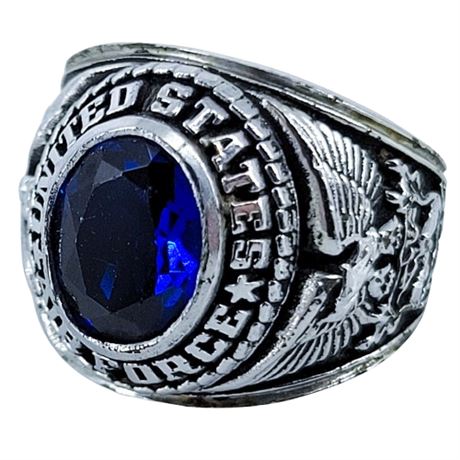 Vintage 1975 Crest Craft United States Air Force Blue Stone Ring Size 5