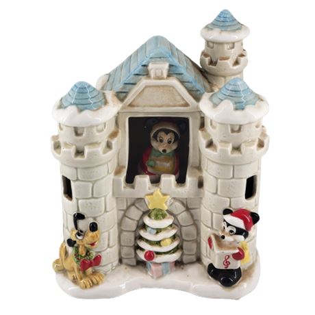 Vintage Walt Disney Moving Christmas Castle Mickey & Minnie Music Box
