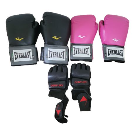 Everlast Black & Pink Boxing Gloves / Century Training Gloves