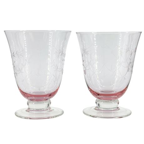 Pair of Lenox Heather Pink Footed Tumblers