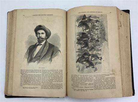 Antique 1865  Harper’s New Monthly Magazine Civil War era Leather Bound Book