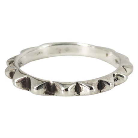 Sterling Silver Punk Rock Studded Band Ring, Sz 6.5