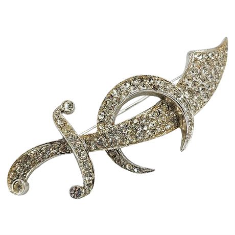 Vintage Masonic/Shriner Sword & Crescent Rhinestone Brooch