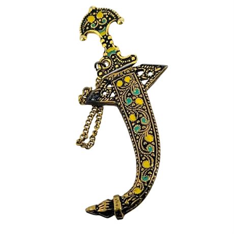 Vintage Gold Tone Sword Brooch