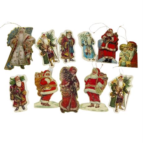 Lot of 1980s Cardboard Figural Christmas Ornaments