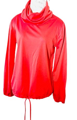 Vtg Dotty Mann of Cleveland Red Turtleneck Pullover with Drawstring Waist
