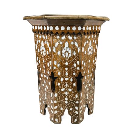 Vintage Moroccan Accent Table w Mother of Pearl Inlay