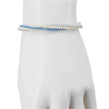 Vintage Artisan Made Blue/White Seed Bead Bracelet