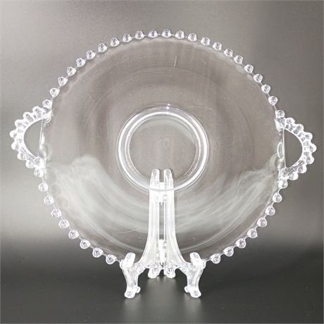 Imperial Glass “Candlewick” Handled Plate – Clear Elegant Glass, Beaded Edge