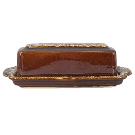 Vintage Hull Pottery Brown Drip Glaze Covered Butter Dish