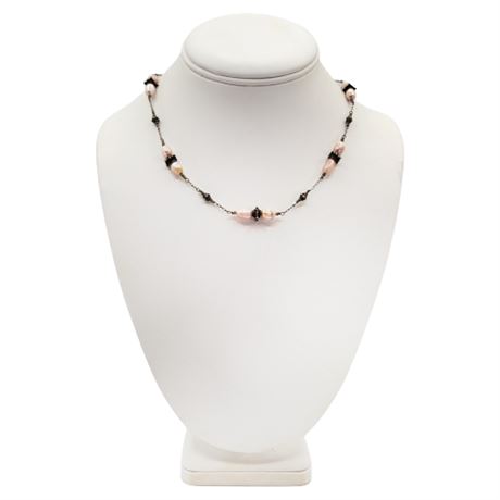 Sterling Silver Pink Freshwater Pearl Satellite Necklace