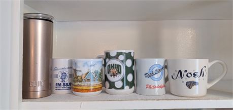 Lot 5 Collectible Mugs & "Built" Travel Mug
