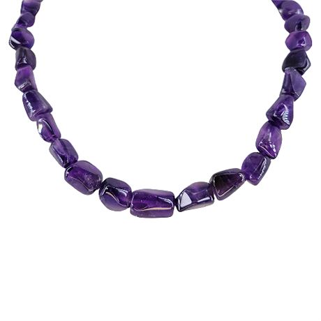 Artisan Made Tumbled Amethyst Bead Necklace