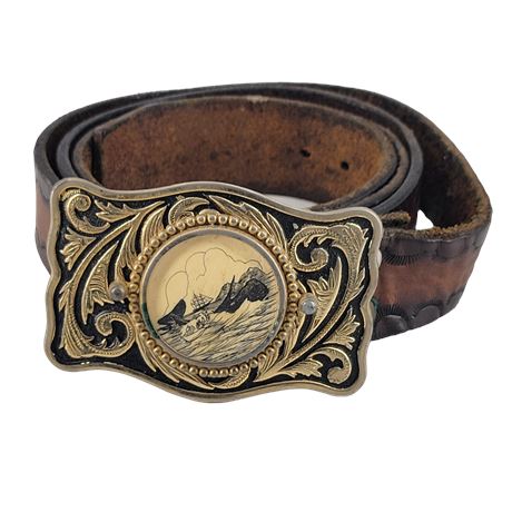 CFS Western Boho Moby Dick Belt Buckle & Leather Belt