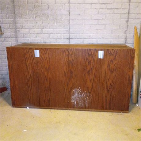 Large Wood Storage Cabinet with Adjustable Shelves