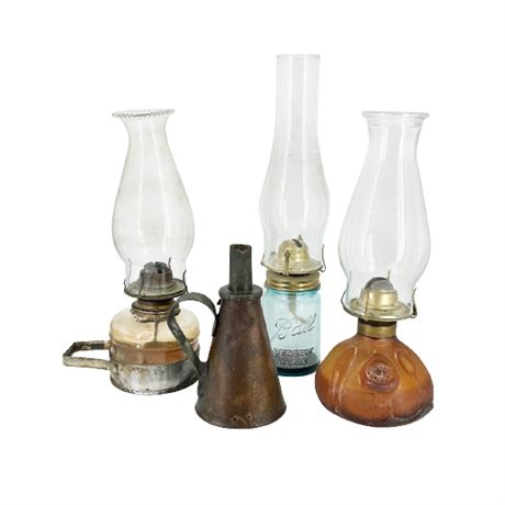 Collection of Antique & Vintage Oil Lamps