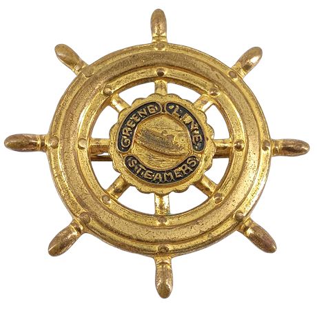 Vintage Green Line Steamers Pin in Gold-Tone