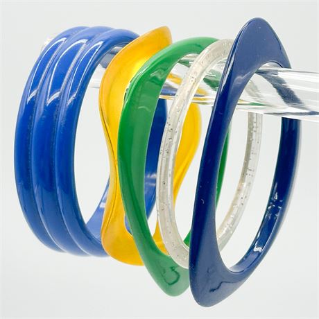 Lot of 5 Vintage Colorful Lucite Bracelets