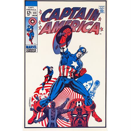 Vintage Marvel Poster Print of "Captain America" Issue 111 Comic Book Cover
