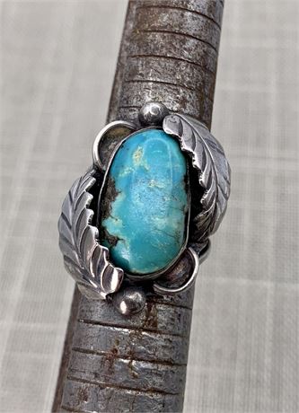 Navajo Sterling & Large Turquoise Nugget Ring