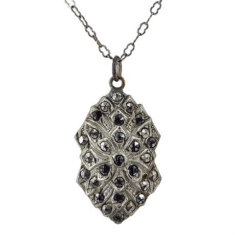 Vintage Art Deco Marcasite Pendant Necklace