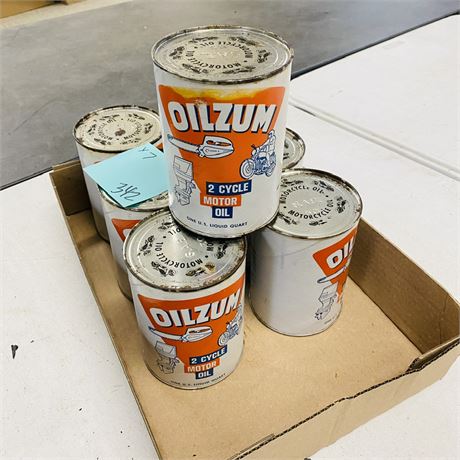 7 NOS Oilzum Quart Cans
