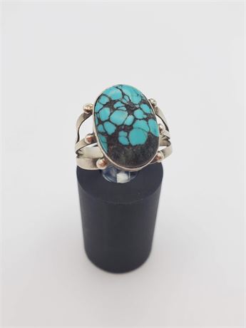 Navajo Sterling Spider Web Turquoise Ring 3.4 Grams (Size 7.5)