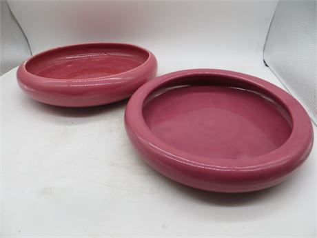 2 Rose Colored Ceramic Catch All Dishes
