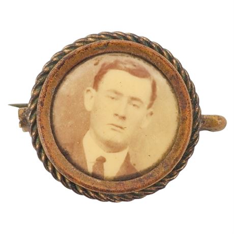 Vtg Victorian Photographic Mourning Pin