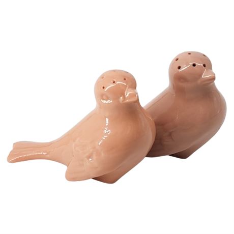 Vintage Unmarked Lenox Style Pink Porcelain Birds Salt & Pepper Set