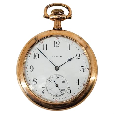 Antique ELGIN 12s Model 3 Pocket Watch, Gold Filled Winsor Case by B.W.C.Co.