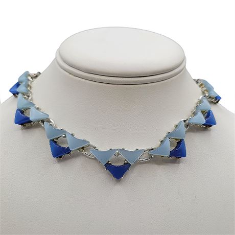 Vintage Mid-Century Moonglow Triangles Bib Choker Necklace
