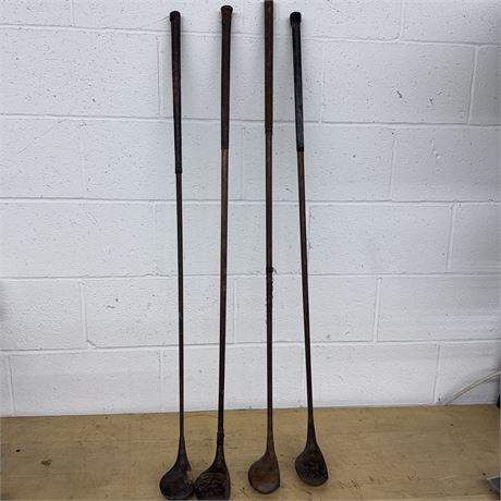 Four (4) Hickory Shaft Golf Clubs