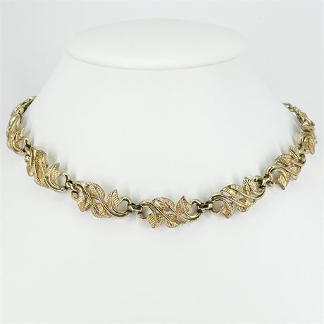 Vintage Gold-Tone Coro Leaf-Link Necklace