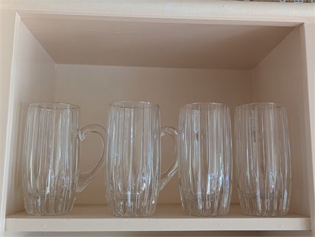 Lot 4 Heavy Cut Glass Beer Steins