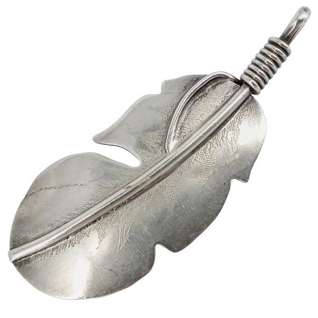 Stamped G.J. 925 Silver Feather - Doubles as Pin or Pendant