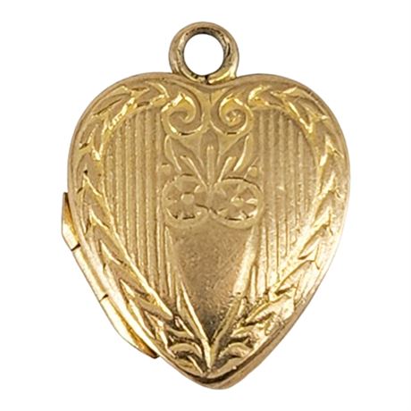 Signed Vintage BATES + BACON 10K Gold Heart Locket Charm
