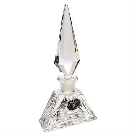 Art Deco Bohemia Crystal Perfume Bottle w/ Stopper