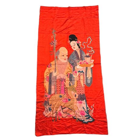 Vintage Chinese Embroidered Silk Panel
