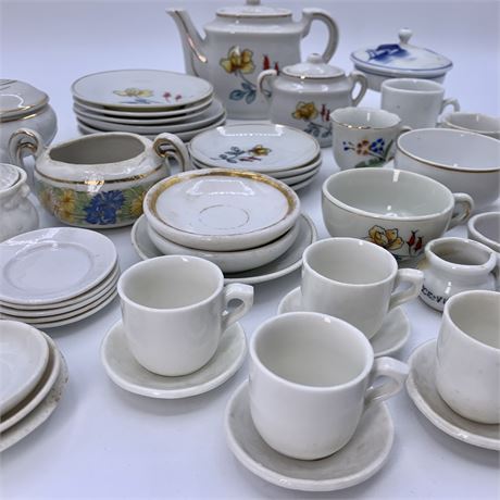 43 pc Miniature Child & Doll Size Vintage Porcelain Tea Sets, Dishes, Teacups