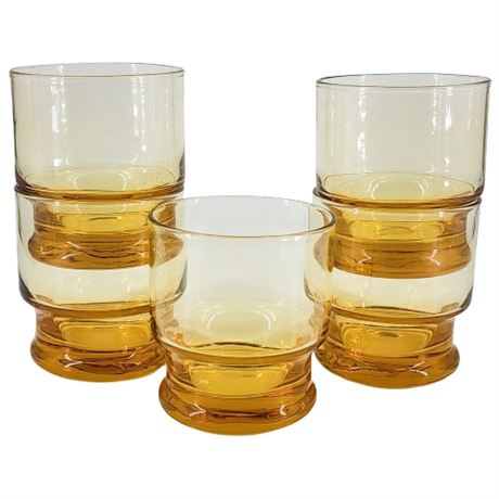 Mid-Century Amber Glass Tumblers, Set of 5